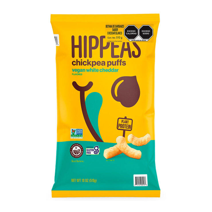 Hippeas Botana de Garbanzo Sabor Cheddar Blanco 510 g