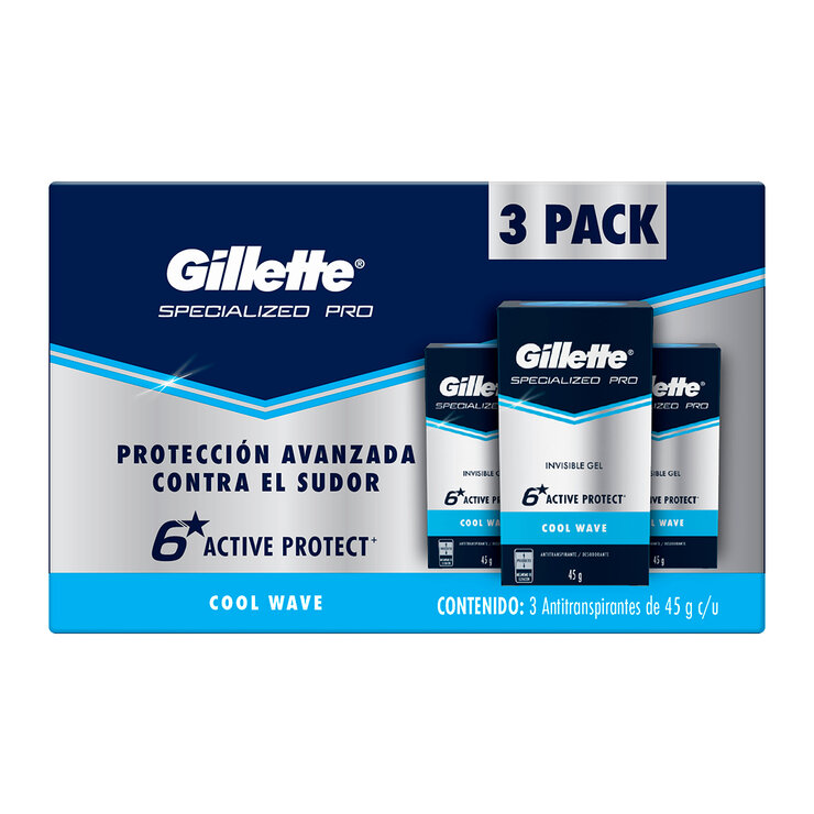 Gillette Antitranspirante en Gel Specialized Pro 3 pzas de 45 gr — Imagen 1 de 4