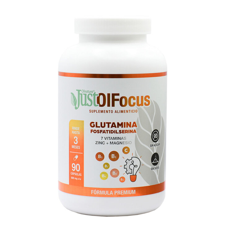 JustOlFocus Glutamina Fosfatidilserina 7 Vitaminas Zinc + Magnesio 90 Cápsulas — Imagen 1 de 4