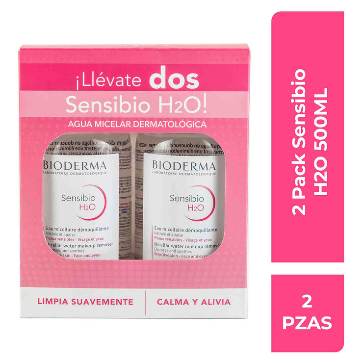 Bioderma Sensibio H2O Agua Micelar Desmaquillante 2 pzas de 500ml — Imagen 2 de 4