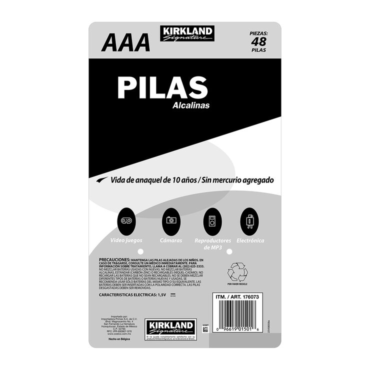 Kirkland Signature, Pilas Alcalinas AAA de 48 piezas — Imagen 3 de 3