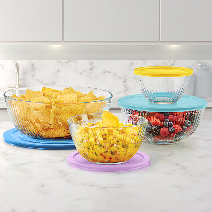 Pyrex Platos Hondos de Vidrio con Tapas 8 Piezas — Imagen 1 de 4