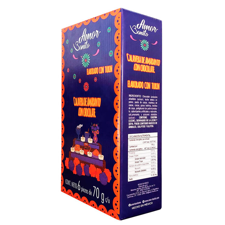 Amor Bonito Calaveras de Amaranto con Chocolate 6 pzas de 70 g — Imagen 2 de 3