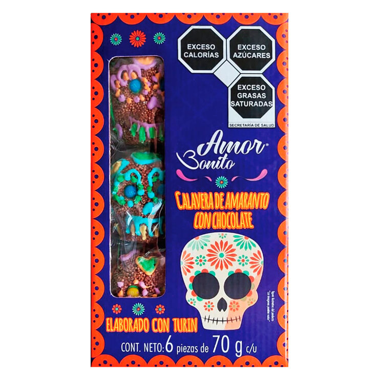 Amor Bonito Calaveras de Amaranto con Chocolate 6 pzas de 70 g — Imagen 1 de 3