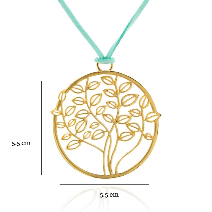 Ablime, Juego de Collar. Aretes y Anillo con Diseño de Árbol de la Vida en Baño de Oro — Imagen 2 de 4