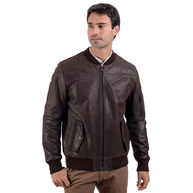 Perry Ellis, Chamarra de Piel para Caballero, Color Café Oscuro, Varias Tallas — Imagen 1 de 2