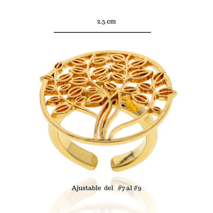 Ablime, Juego de Collar. Aretes y Anillo con Diseño de Árbol de la Vida en Baño de Oro — Imagen 3 de 4