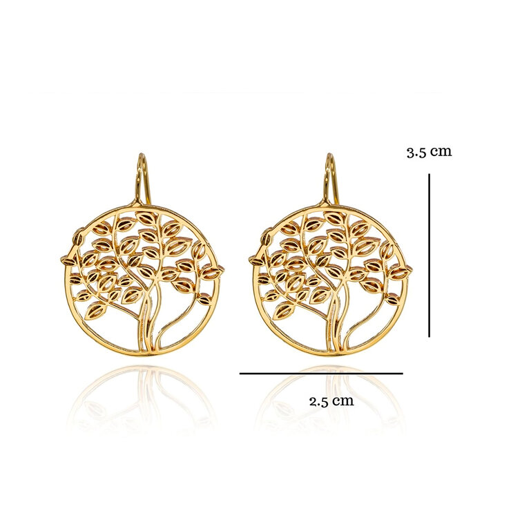 Ablime, Juego de Collar. Aretes y Anillo con Diseño de Árbol de la Vida en Baño de Oro — Imagen 4 de 4