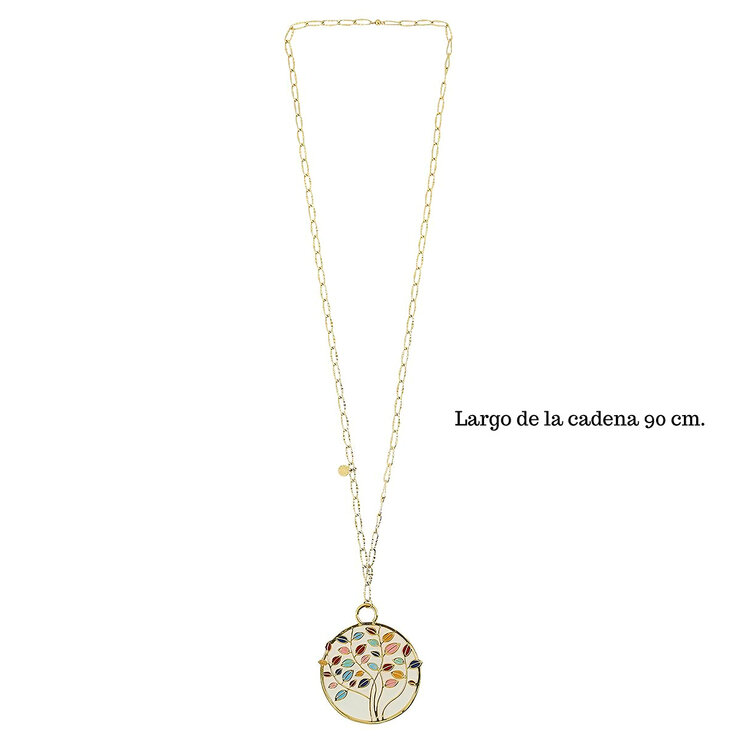 Ablime, Collar Largo con Medallón de Árbol de la Vida en Baño de Oro — Imagen 3 de 4