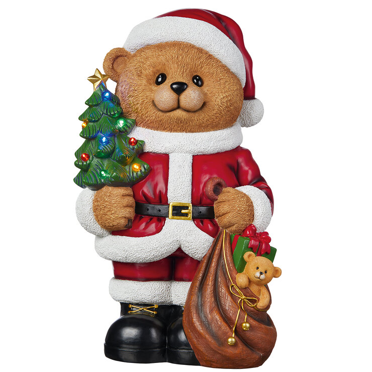 Estatua de Oso con Árbol de Navidad y Luces LED — Imagen 3 de 4