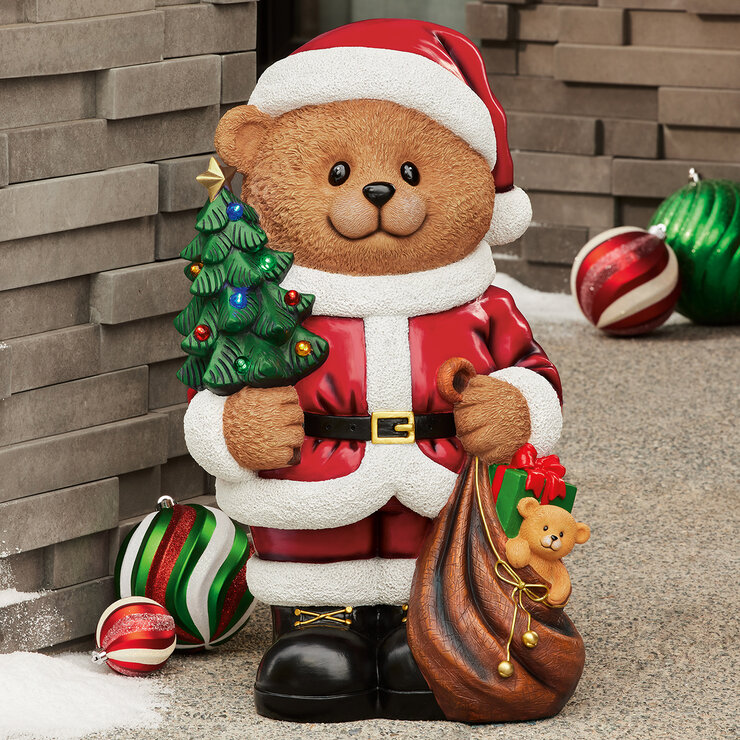 Estatua de Oso con Árbol de Navidad y Luces LED — Imagen 1 de 4