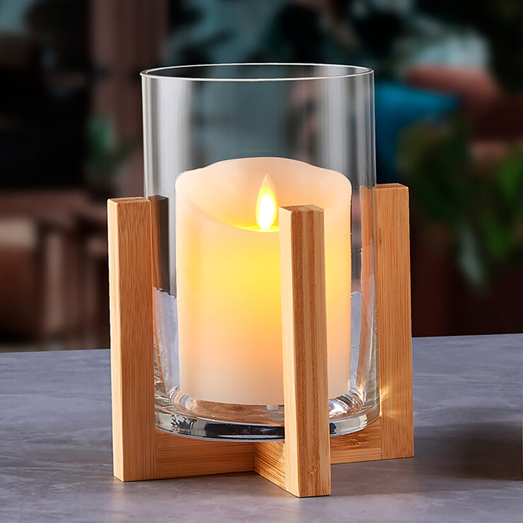 King Cystal Portavelas de Cristal y Base de Madera 2 piezas — Imagen 3 de 4