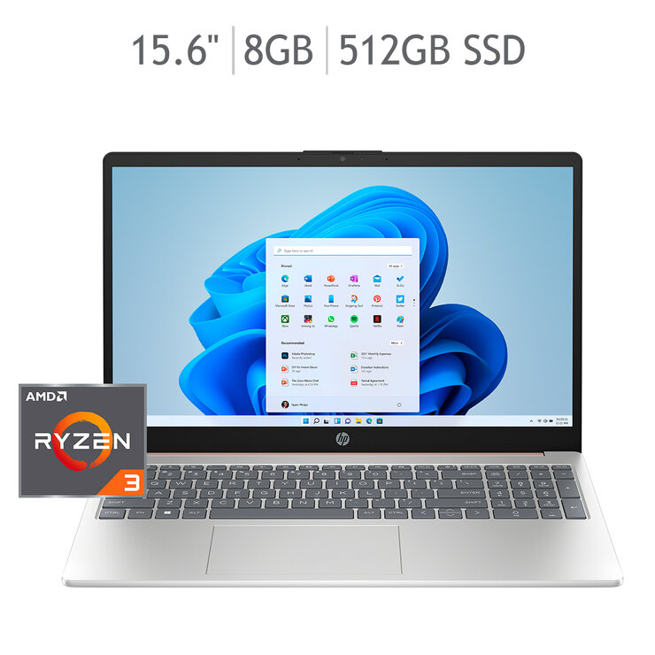 HP Laptop 15.6" Full HD AMD Ryzen™ 3 8GB 516GB SSD — Imagen 1 de 4