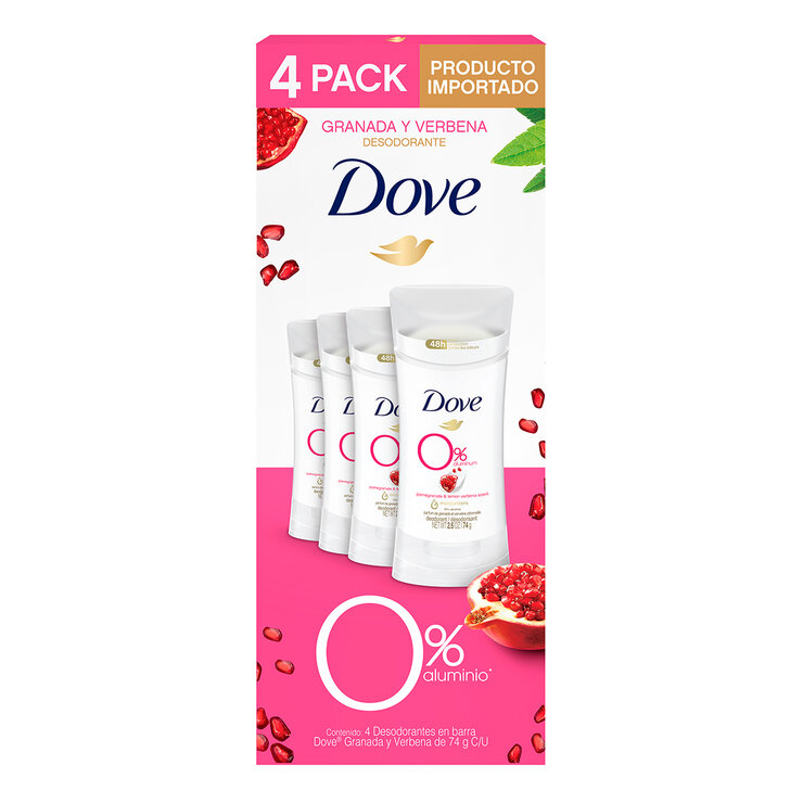 Dove Desodorante en Barra aroma Granada y Verbena 4 pzas de 74 gr — Imagen 1 de 4