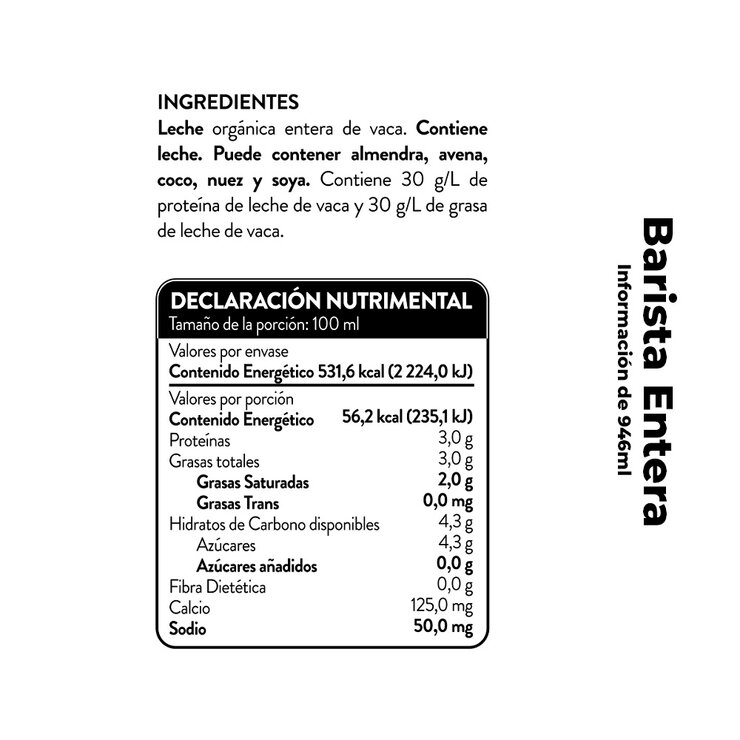 Bové Barista Leche Entera 6 pzas de 946 ml — Imagen 2 de 3