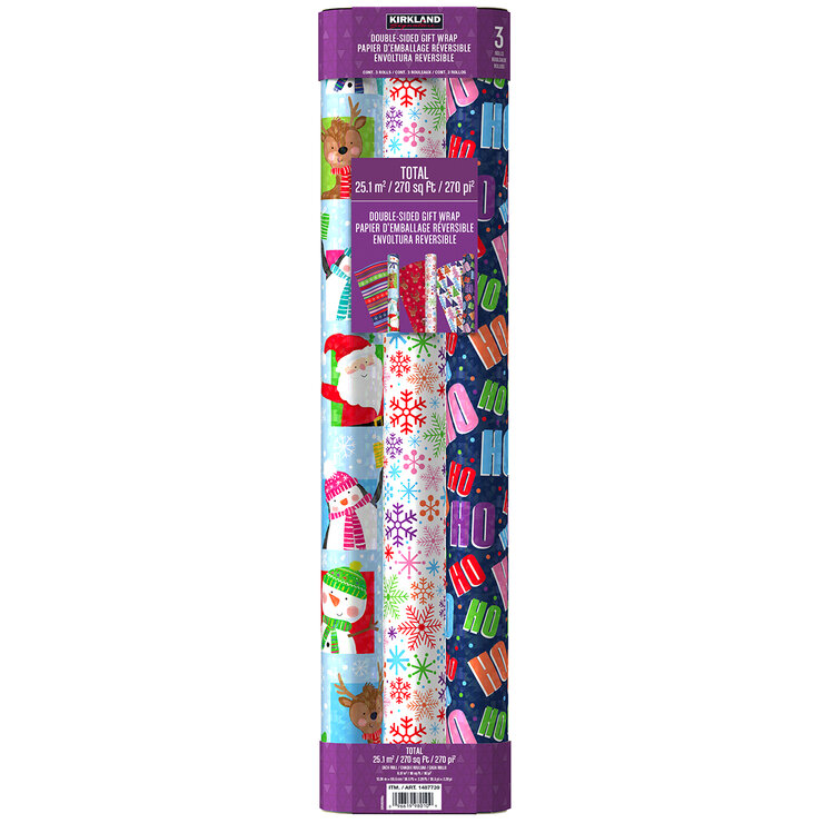 Kirkland Signature Paquete de 3 Rollos de Papel para Envolver con Diseños Navideños Varios Modelos — Imagen 2 de 4