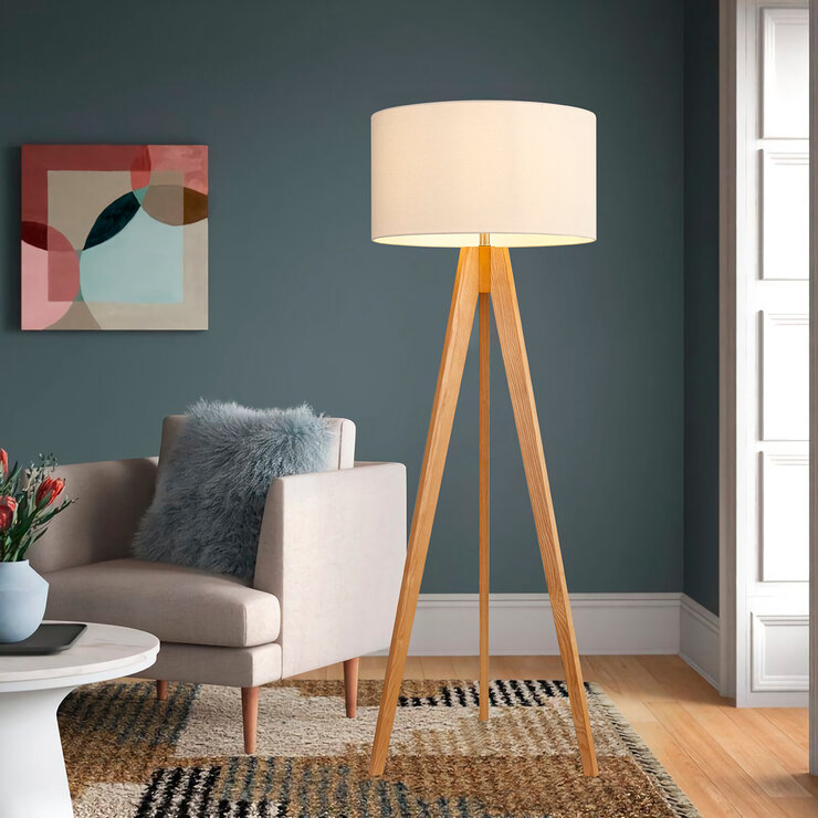 Luce Lumen, Lámpara de Piso Trípode de Madera — Imagen 1 de 4