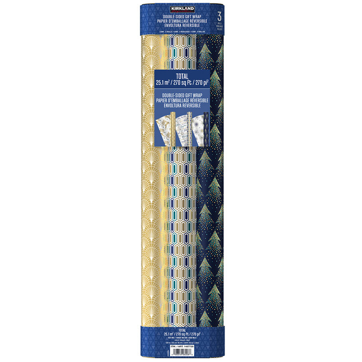 Kirkland Signature Paquete de 3 Rollos de Papel para Envolver con Diseños Navideños Varios Modelos — Imagen 3 de 4