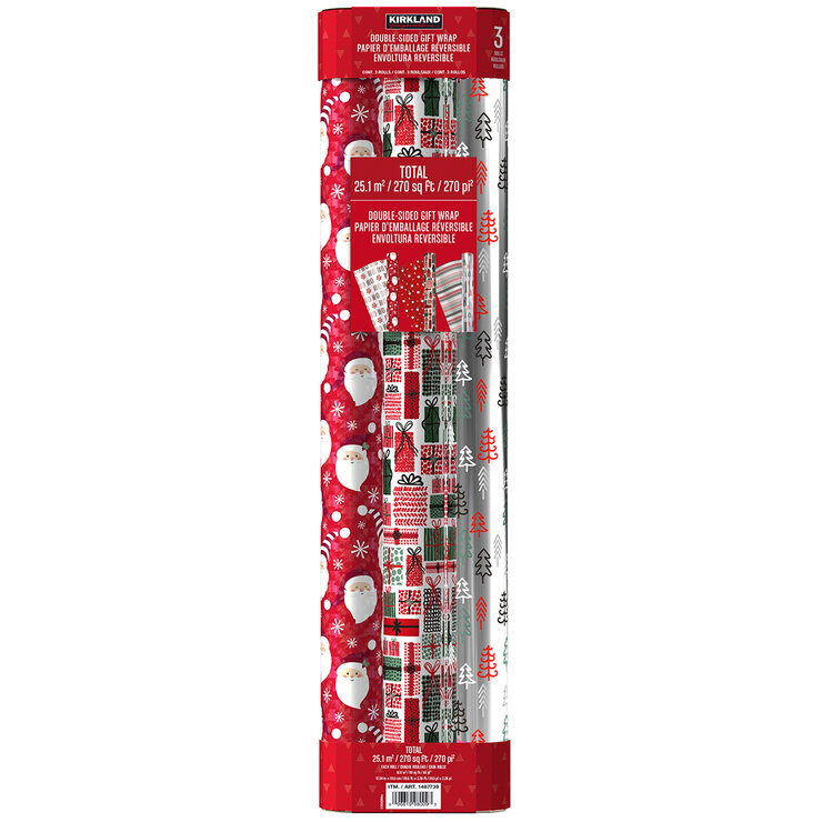 Kirkland Signature Paquete de 3 Rollos de Papel para Envolver con Diseños Navideños Varios Modelos — Imagen 1 de 4