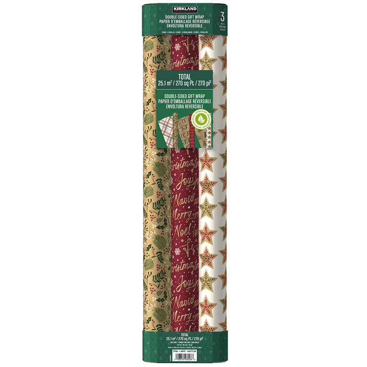 Kirkland Signature Paquete de 3 Rollos de Papel para Envolver con Diseños Navideños Varios Modelos — Imagen 4 de 4
