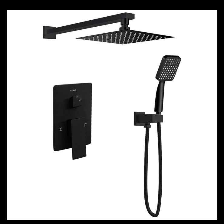 Rubinett, Set de Baño con Regadera Cuadrada-Negro — Imagen 1 de 4