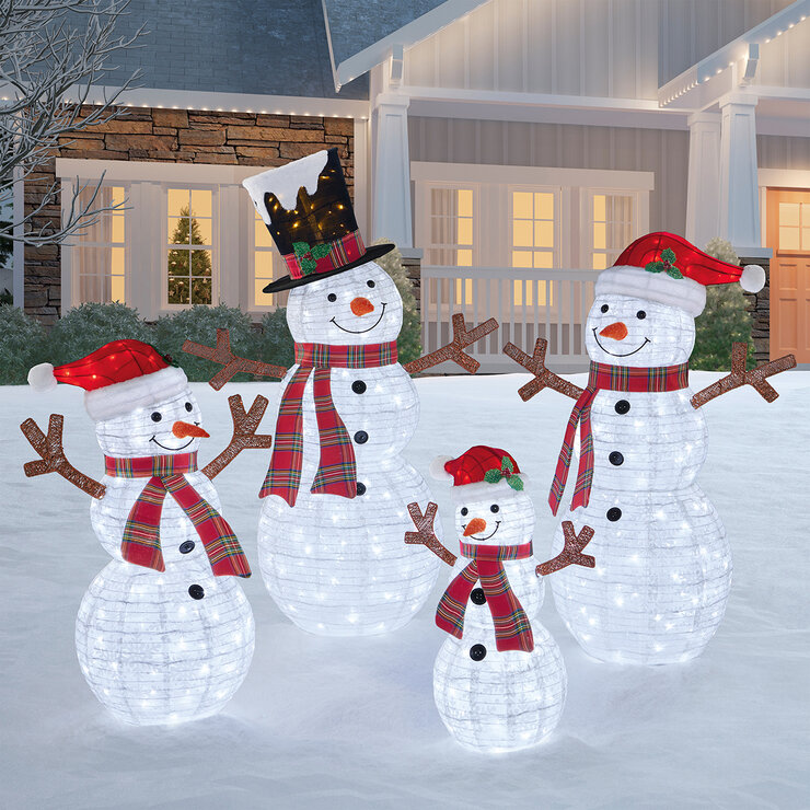 Juego familiar de 4 muñecos de nieve con LED  — Imagen 1 de 4