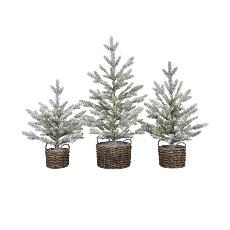 Set de 3 Árboles Nevados en Cesta Tejida con luces LED  — Imagen 3 de 3