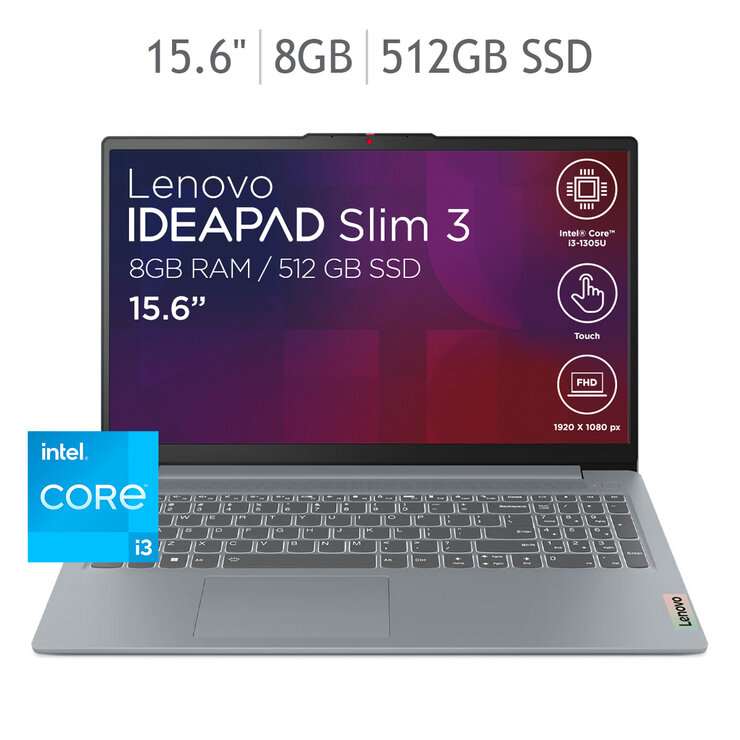 Lenovo Ideapad Slim 3 Laptop 15.6" Full HD Intel Core i3 8GB 512GB SSD — Imagen 1 de 4