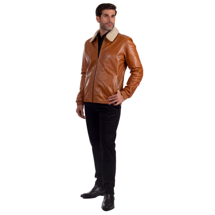 Perry Ellis, Chamarra de Piel para Caballero, Color Café Oscuro, Varias Tallas — Imagen 1 de 2