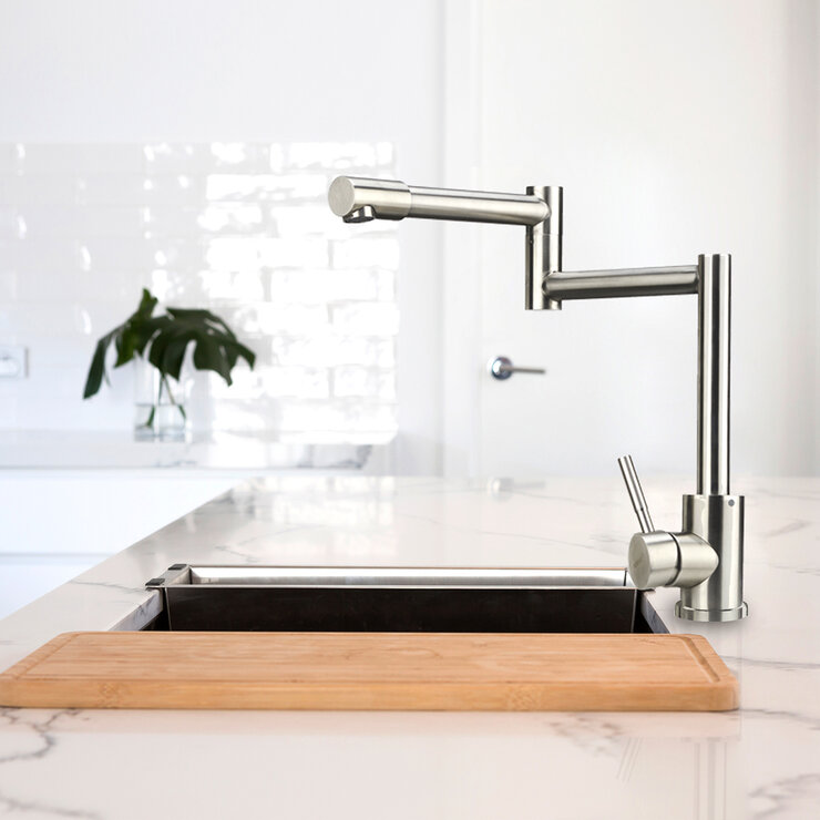 Rubinett, Grifo Monomando de Cocina Articulado Satinado — Imagen 3 de 4