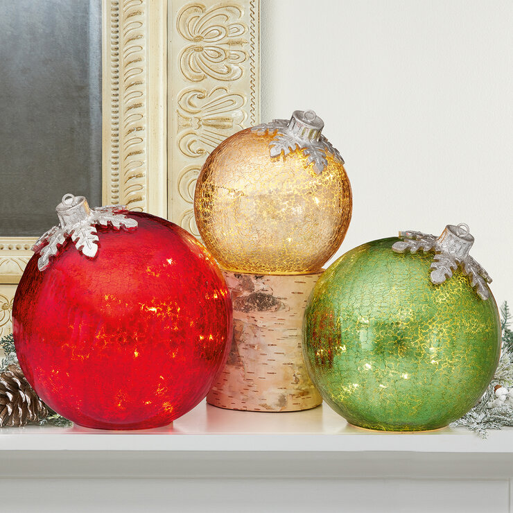 Set de 3 Esferas Decorativas de Vidrio con Luces LED — Imagen 1 de 4