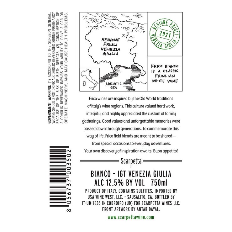 Vino Blanco Frico Scarpetta Bianco 750ml — Imagen 2 de 4