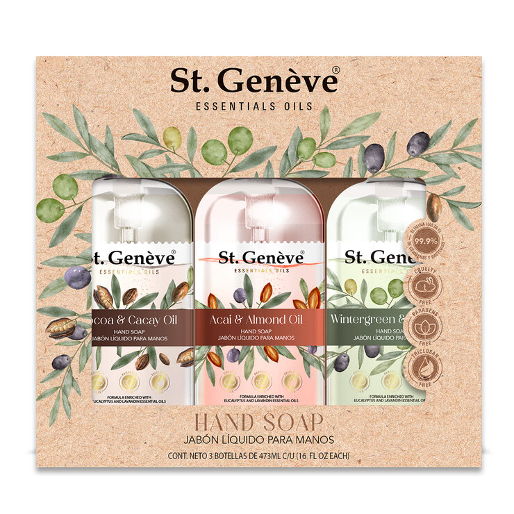 St. Geneve  Essentials Oils  Jabón Líquido para Manos 3 pzas — Imagen 1 de 4