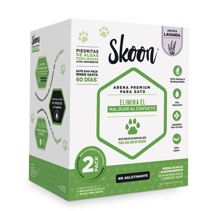 Skoon Arena Premium para Gatos con Aroma a Lavanda 2 pzas de 3.6 kg — Imagen 1 de 4