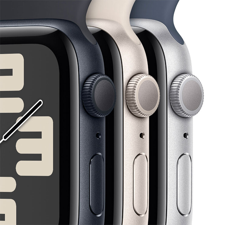 Apple Watch SE (GPS) Caja de aluminio blanco estelar 44mm con Correa deportiva blanco estelar  — Imagen 2 de 4