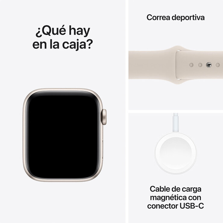 Apple Watch SE (GPS) Caja de aluminio blanco estelar 44mm con Correa deportiva blanco estelar  — Imagen 3 de 4