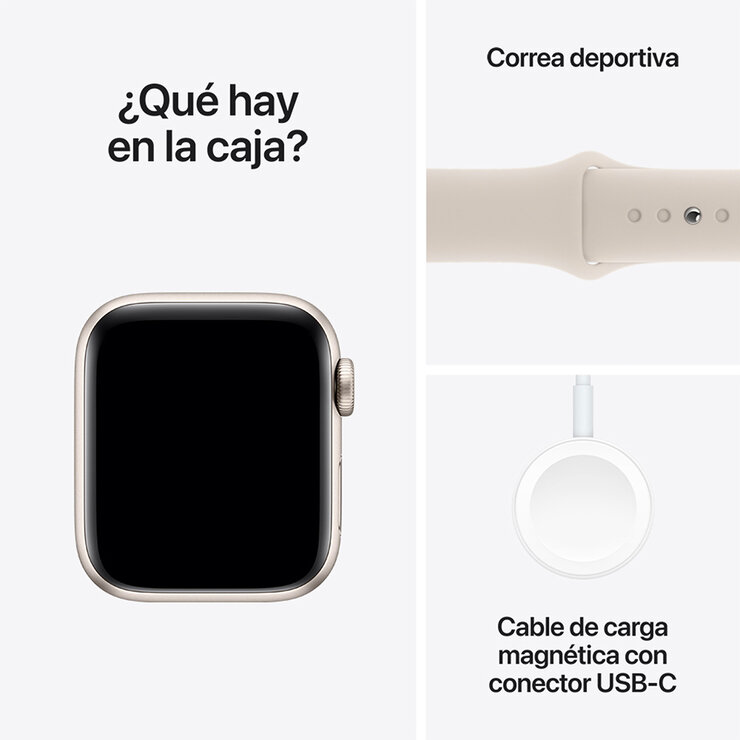 Apple Watch SE (GPS) Caja de aluminio blanco estelar 40mm con Correa deportiva blanco estelar  — Imagen 3 de 4