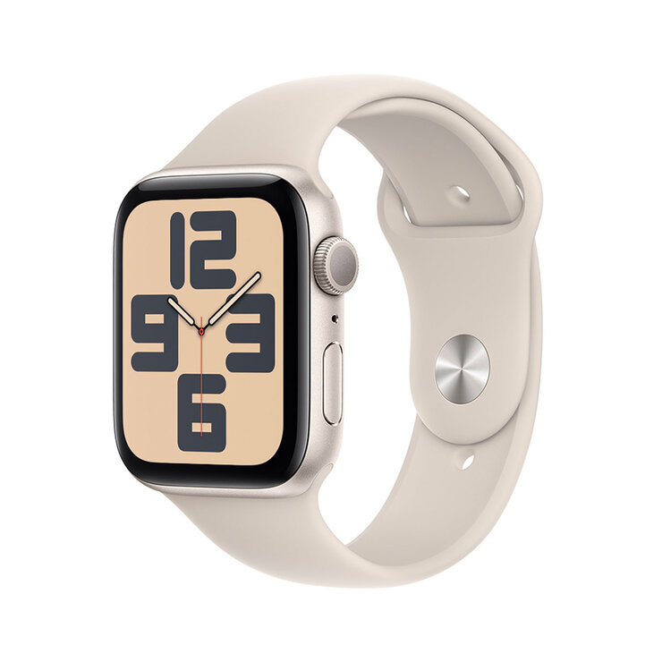 Apple Watch SE (GPS) Caja de aluminio blanco estelar 44mm con Correa deportiva blanco estelar  — Imagen 1 de 4