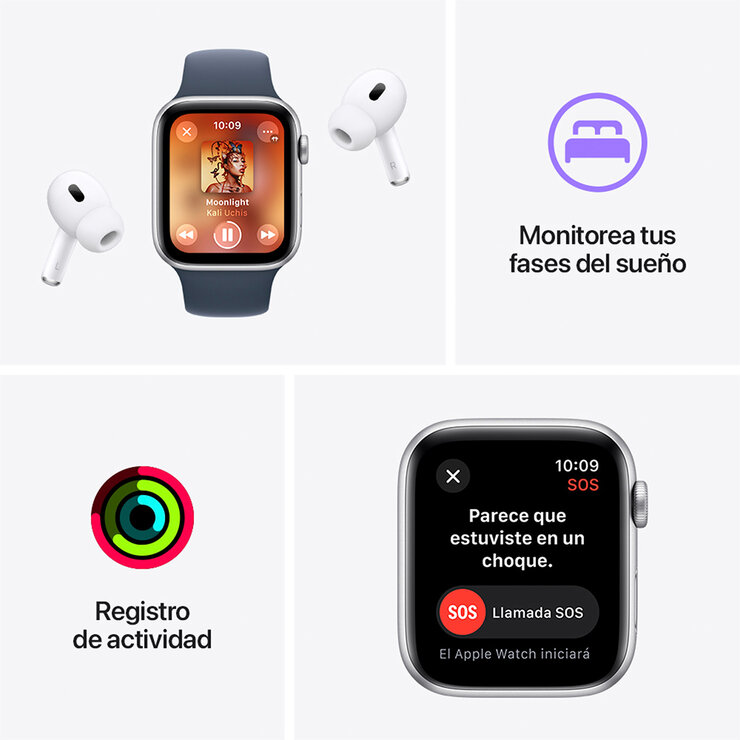 Apple Watch SE (GPS) Caja de aluminio medianoche 40mm con Correa deportiva medianoche  — Imagen 4 de 4