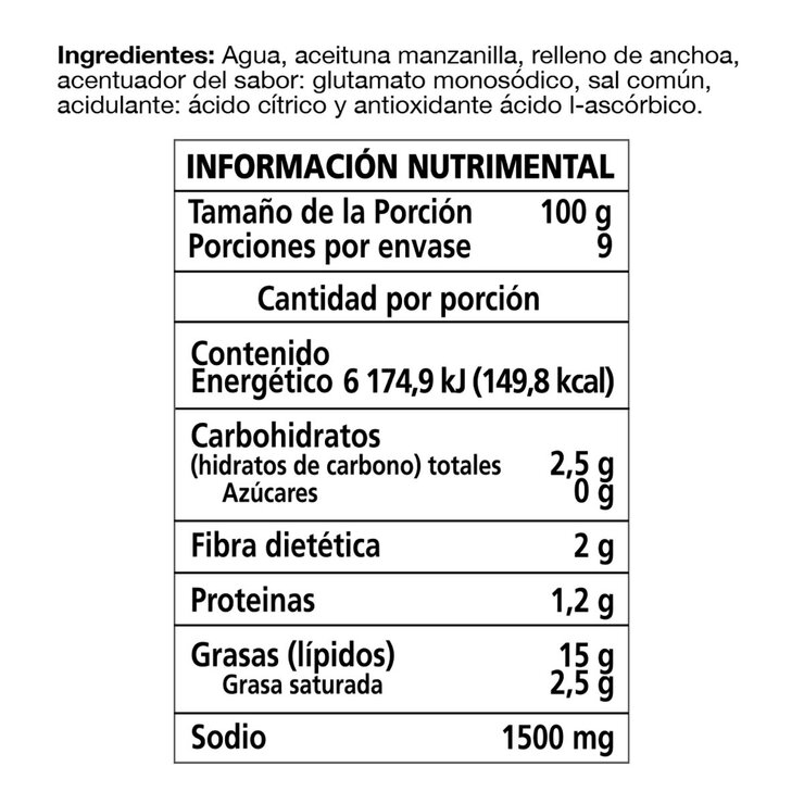 Serpis Aceitunas Rellenas De Anchoa 900 g  — Imagen 3 de 3