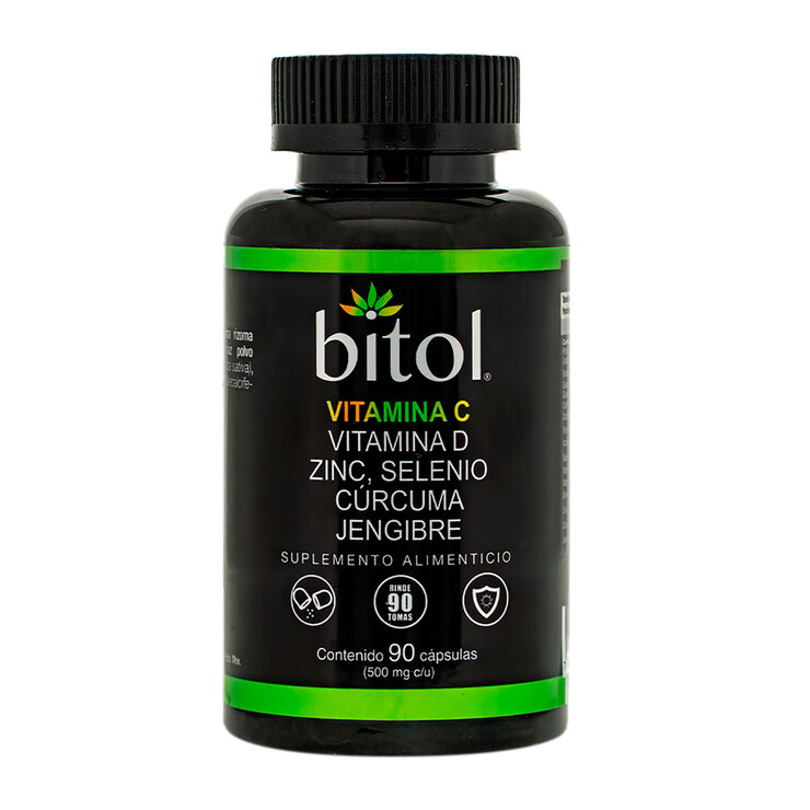 Bitol Vitamina C, Vitamina D, Zinc, Selenio, Cúrcuma y Jengibre 90 Cápsulas — Imagen 1 de 3
