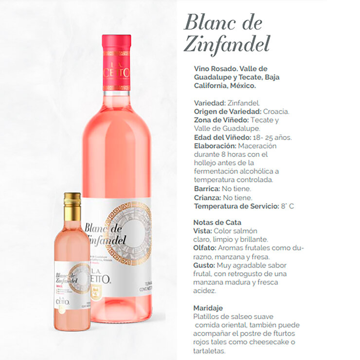 Vino Rosado Blanc de Zinfandel La Cetto 4/750ml — Imagen 4 de 4
