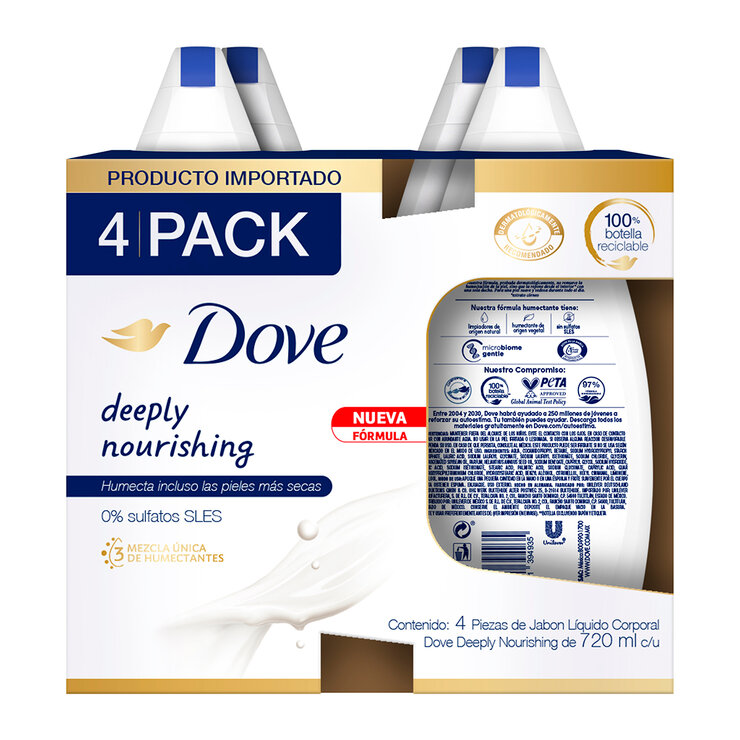 Dove Jabón Corporal Líquido 4 pzas de 720 ml — Imagen 2 de 4