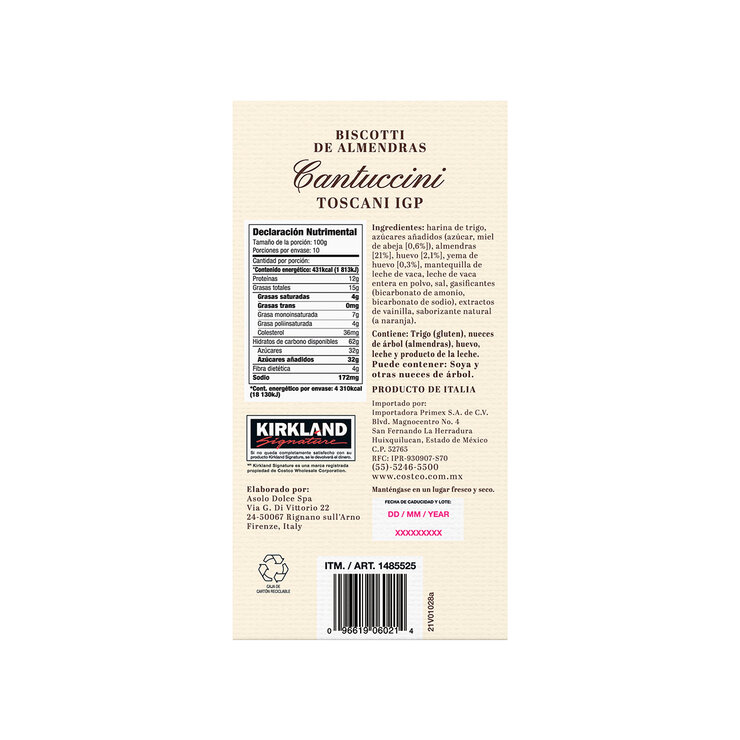 Kirkland Signature Cantuccini Galletas de Almendras 1 kg — Imagen 2 de 2