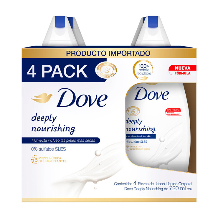 Dove Jabón Corporal Líquido 4 pzas de 720 ml — Imagen 1 de 4