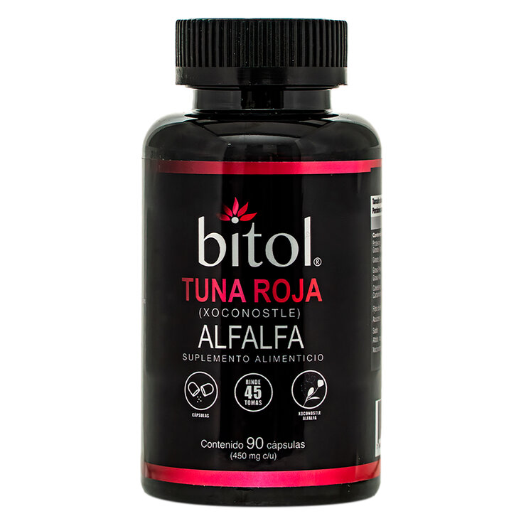 Bitol Suplemento Alimenticio de Tuna Roja (Xoconostle) y Alfalfa 90 Capsulas — Imagen 1 de 3