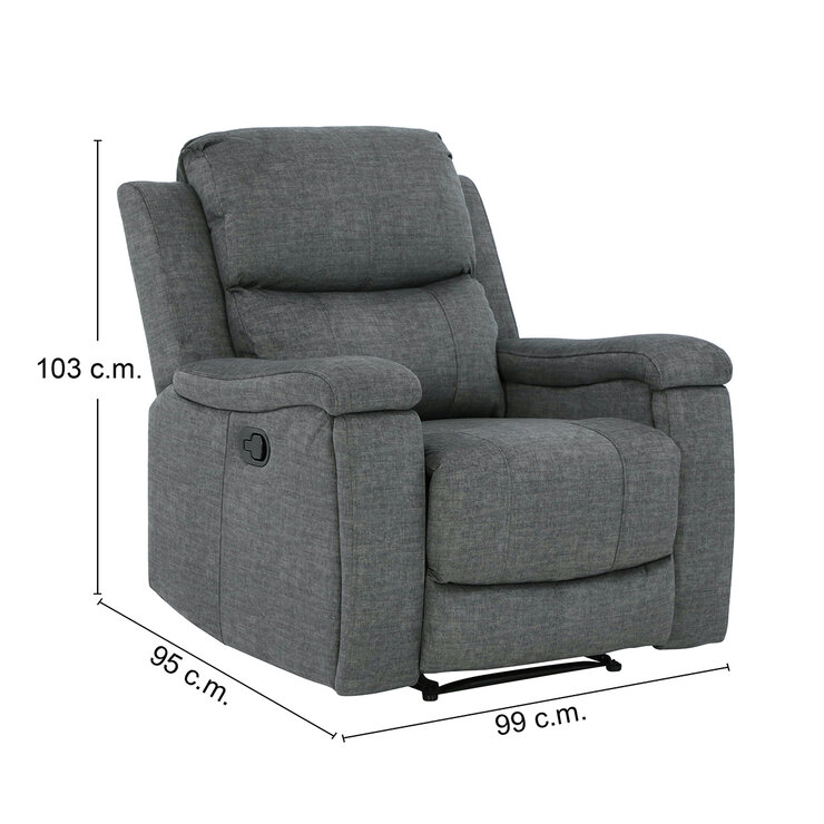 Montbrook Home, Lucan, Reclinable con Portavasos Extraíble, Color Gris — Imagen 3 de 4