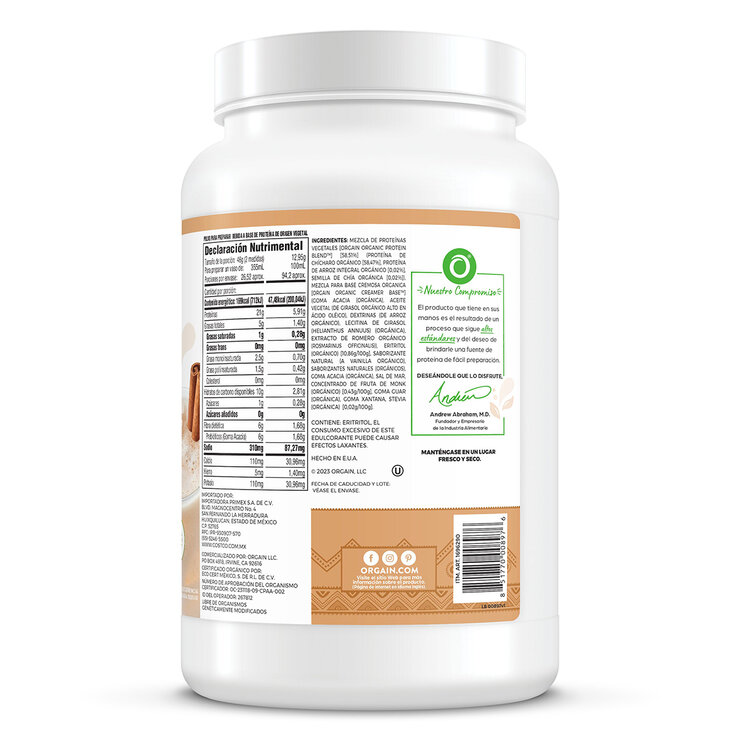 Orgain Proteína Orgánica en Polvo Sabor Horchata 1.2 kg — Imagen 3 de 4