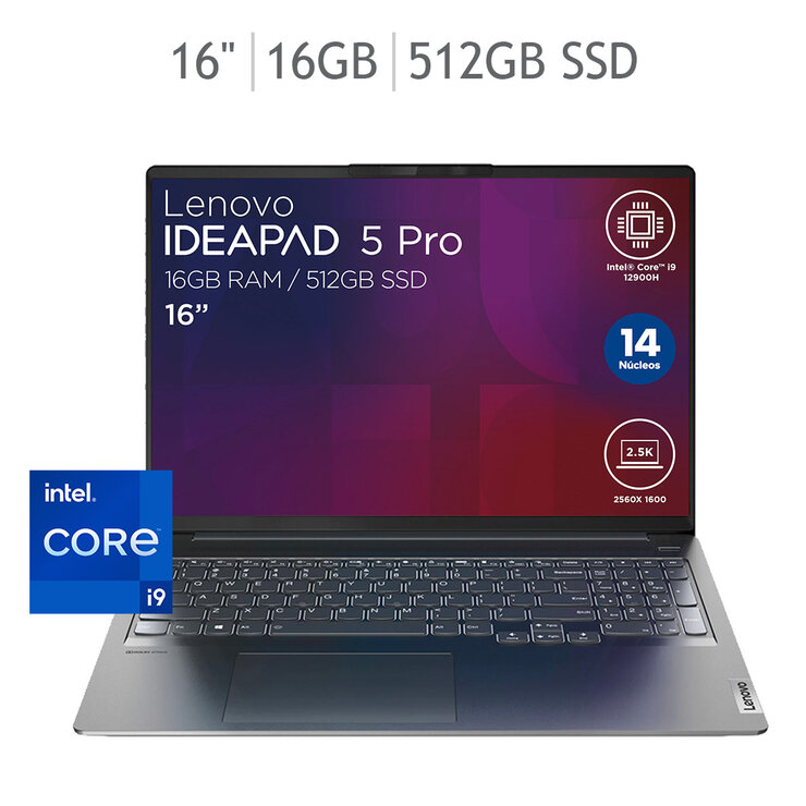 Lenovo IdeaPad 5 Pro Laptop 16" Quad HD Intel Core i9 16GB 512GB SSD — Imagen 1 de 4
