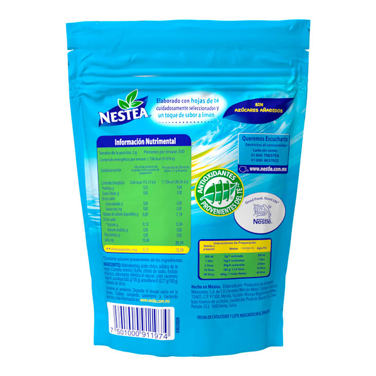 Nestea Té Negro Sabor a Limón Sin Azúcar de 600 g — Imagen 2 de 4